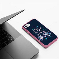 Чехол iPhone 7/8 матовый Космическая любовь Cosmic love, цвет: 3D-малиновый — фото 2