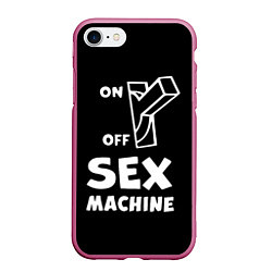 Чехол iPhone 7/8 матовый SEX MACHINE Секс Машина, цвет: 3D-малиновый