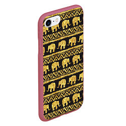 Чехол iPhone 7/8 матовый Золотые слоны, цвет: 3D-малиновый — фото 2
