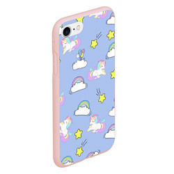 Чехол iPhone 7/8 матовый Единоржки и облака, цвет: 3D-светло-розовый — фото 2