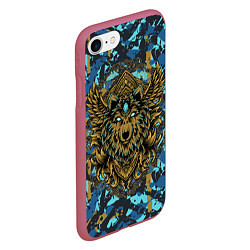 Чехол iPhone 7/8 матовый Голова волка с крыльями, цвет: 3D-малиновый — фото 2