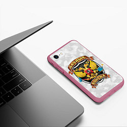 Чехол iPhone 7/8 матовый ДАЧНЫЕ ВОЙСКА БЕЛЫЙ КАМУФЛЯЖ, цвет: 3D-малиновый — фото 2