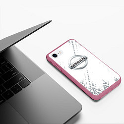 Чехол iPhone 7/8 матовый Ниссан nissan Паттерн, цвет: 3D-малиновый — фото 2
