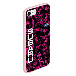 Чехол iPhone 7/8 матовый SUBARU STI PATTERN, цвет: 3D-светло-розовый — фото 2