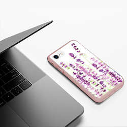 Чехол iPhone 7/8 матовый Цветы Лаванды акварелью, цвет: 3D-светло-розовый — фото 2