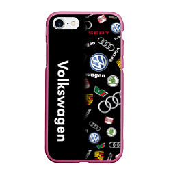 Чехол iPhone 7/8 матовый Volkswagen Group Half Pattern, цвет: 3D-малиновый