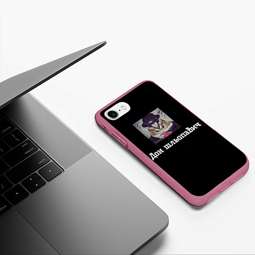 Чехол iPhone 7/8 матовый Шлёпа гангстер / 3D-Малиновый – фото 3