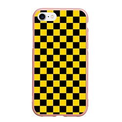 Чехол iPhone 7/8 матовый Такси Шахматные Клетки, цвет: 3D-светло-розовый