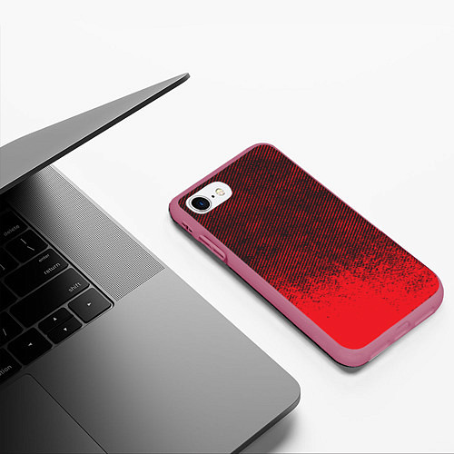 Чехол iPhone 7/8 матовый RED GRUNGE SPORT GRUNGE / 3D-Малиновый – фото 3