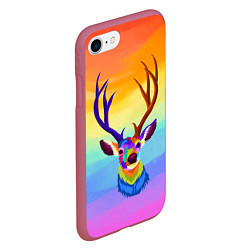 Чехол iPhone 7/8 матовый Олень Красочный, цвет: 3D-малиновый — фото 2