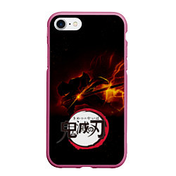 Чехол iPhone 7/8 матовый Zenitsu Agatsuma Убийца демонов, цвет: 3D-малиновый