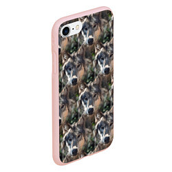 Чехол iPhone 7/8 матовый Волки клипарт wolfs, цвет: 3D-светло-розовый — фото 2