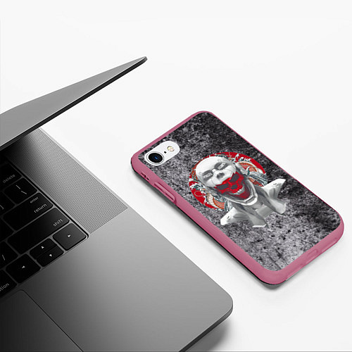 Чехол iPhone 7/8 матовый Под маской человека / 3D-Малиновый – фото 3
