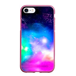 Чехол iPhone 7/8 матовый Colorful Space Космос, цвет: 3D-малиновый