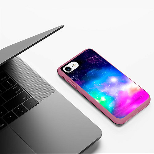 Чехол iPhone 7/8 матовый Colorful Space Космос / 3D-Малиновый – фото 3