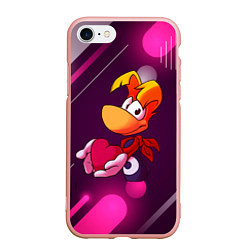 Чехол iPhone 7/8 матовый Rayman держит сердце в руках, цвет: 3D-светло-розовый