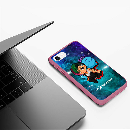 Чехол iPhone 7/8 матовый Джуди Judy Cyberpunk 2077 / 3D-Малиновый – фото 3