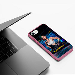 Чехол iPhone 7/8 матовый Judy Джуди Cyberpunk 2077, цвет: 3D-малиновый — фото 2