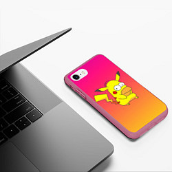 Чехол iPhone 7/8 матовый Гомер Симпсон Пикачу, цвет: 3D-малиновый — фото 2