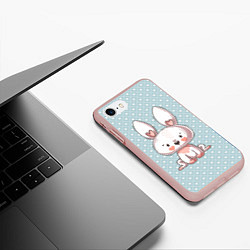 Чехол iPhone 7/8 матовый Маленький зайчик, цвет: 3D-светло-розовый — фото 2