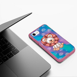 Чехол iPhone 7/8 матовый Маленький львенок, цвет: 3D-малиновый — фото 2