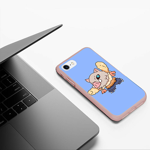 Чехол iPhone 7/8 матовый Inosuke and shrimp / 3D-Светло-розовый – фото 3