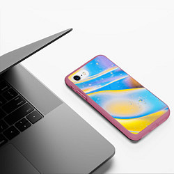 Чехол iPhone 7/8 матовый Градиент Жёлто-Голубая Абстракция, цвет: 3D-малиновый — фото 2