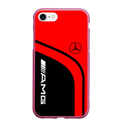 Чехол iPhone 7/8 матовый AMG MERCEDES RED, цвет: 3D-малиновый