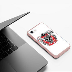 Чехол iPhone 7/8 матовый Покер, Черепа, Карты, цвет: 3D-светло-розовый — фото 2