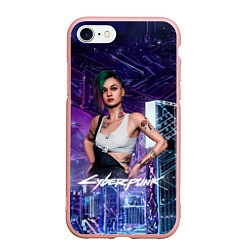 Чехол iPhone 7/8 матовый Judy Cyberpunk2077 Джуди, цвет: 3D-светло-розовый
