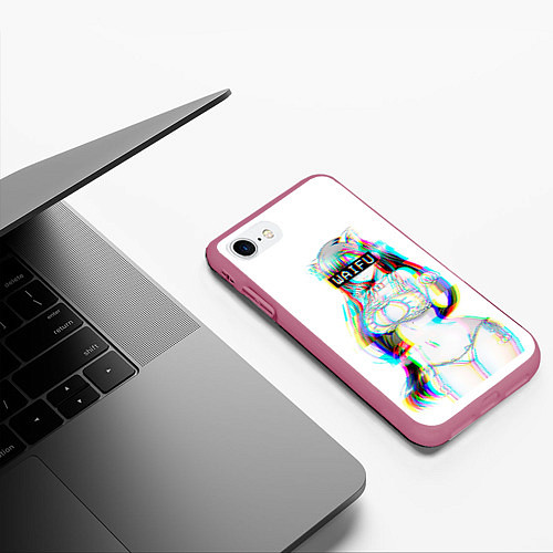 Чехол iPhone 7/8 матовый Кошкодевочка Waifu / 3D-Малиновый – фото 3