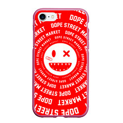 Чехол iPhone 7/8 матовый Счастливый Смайлик Red Dope Street Market, цвет: 3D-малиновый
