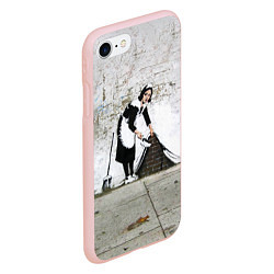 Чехол iPhone 7/8 матовый Banksy - Бэнкси уборщица, цвет: 3D-светло-розовый — фото 2