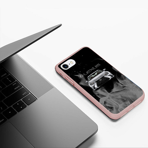 Чехол iPhone 7/8 матовый Lexus лексус огонь / 3D-Светло-розовый – фото 3