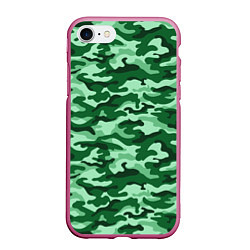 Чехол iPhone 7/8 матовый Зеленый монохромный камуфляж, цвет: 3D-малиновый