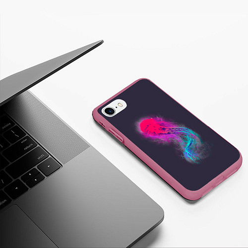 Чехол iPhone 7/8 матовый Медуза Градиент Неон / 3D-Малиновый – фото 3