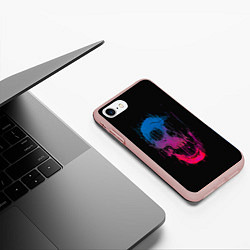Чехол iPhone 7/8 матовый Череп Неоновый градиент, цвет: 3D-светло-розовый — фото 2