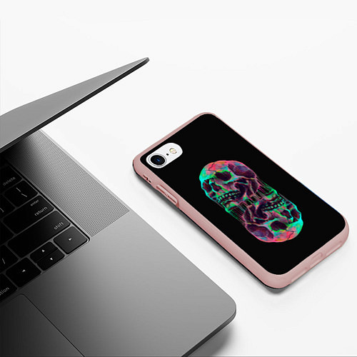 Чехол iPhone 7/8 матовый Черепа близнецы / 3D-Светло-розовый – фото 3