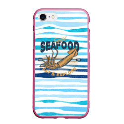 Чехол iPhone 7/8 матовый Морская еда Кальмар, цвет: 3D-малиновый