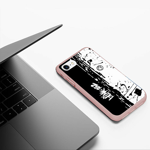 Чехол iPhone 7/8 матовый Blink 182 БРЫЗГИ / 3D-Светло-розовый – фото 3
