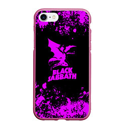 Чехол iPhone 7/8 матовый Black Sabbath metal, цвет: 3D-малиновый