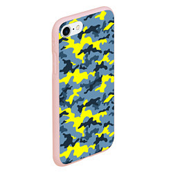 Чехол iPhone 7/8 матовый Камуфляж Жёлто-Голубой, цвет: 3D-светло-розовый — фото 2