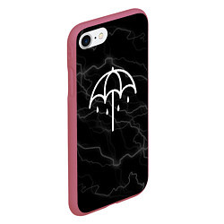 Чехол iPhone 7/8 матовый Bring me the horizon молнии, цвет: 3D-малиновый — фото 2