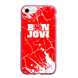 Чехол iPhone 7/8 матовый Bon jovi Трещины, цвет: 3D-малиновый