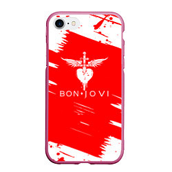Чехол iPhone 7/8 матовый Bon jovi, цвет: 3D-малиновый