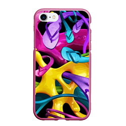 Чехол iPhone 7/8 матовый Пляжный паттерн Summer, цвет: 3D-малиновый