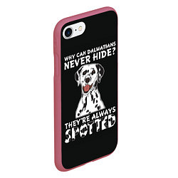 Чехол iPhone 7/8 матовый Собака Далматинец, цвет: 3D-малиновый — фото 2