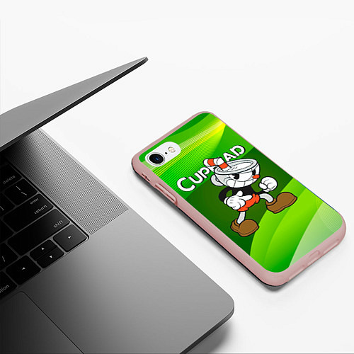 Чехол iPhone 7/8 матовый Хитрая чашечка cuphead / 3D-Светло-розовый – фото 3