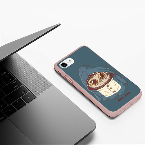 Чехол iPhone 7/8 матовый Совушка-в костюме акулы / 3D-Светло-розовый – фото 3
