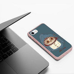 Чехол iPhone 7/8 матовый Совушка-в костюме акулы, цвет: 3D-светло-розовый — фото 2